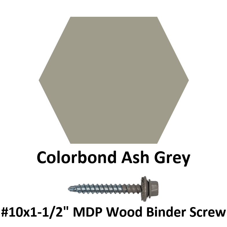 #10x1-1/2" MDP Wood Binder Screw  Colorbond Ash Gray