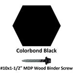 #10x1-1/2^ MDP Wood Binder Screw  Colorbond Black