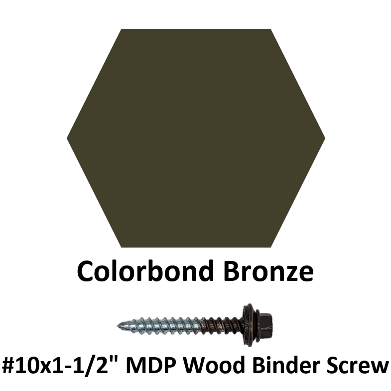 #10x1-1/2" MDP Wood Binder Screw  Colorbond Bronze