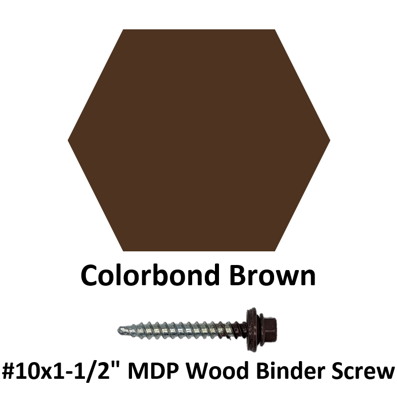 #10x1-1/2" MDP Wood Binder Screw  Colorbond Brown