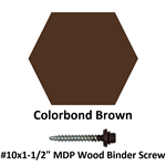 #10x1-1/2^ MDP Wood Binder Screw  Colorbond Brown