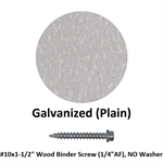 #10x1-1/2^ Wood Binder Screw (1/4^AF), NO Washer  Galvanized