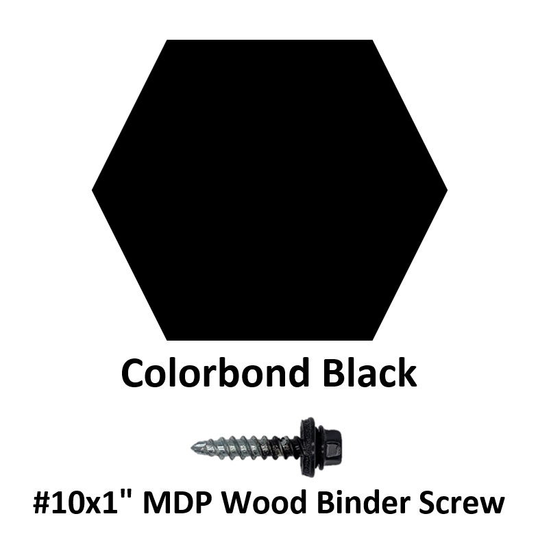 #10x1" MDP Wood Binder Screw  Colorbond Black