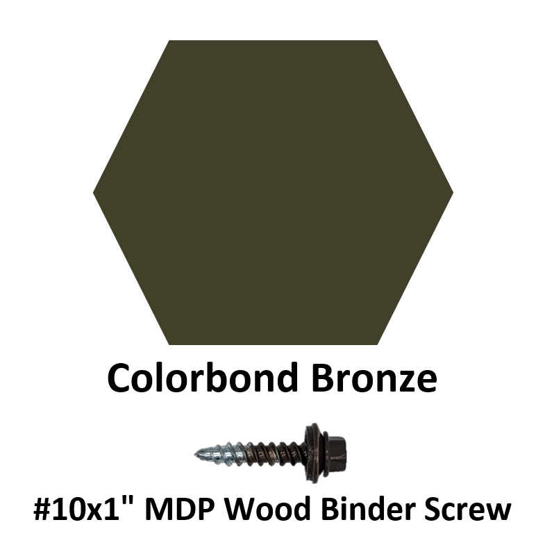 #10x1" MDP Wood Binder Screw  Colorbond Bronze