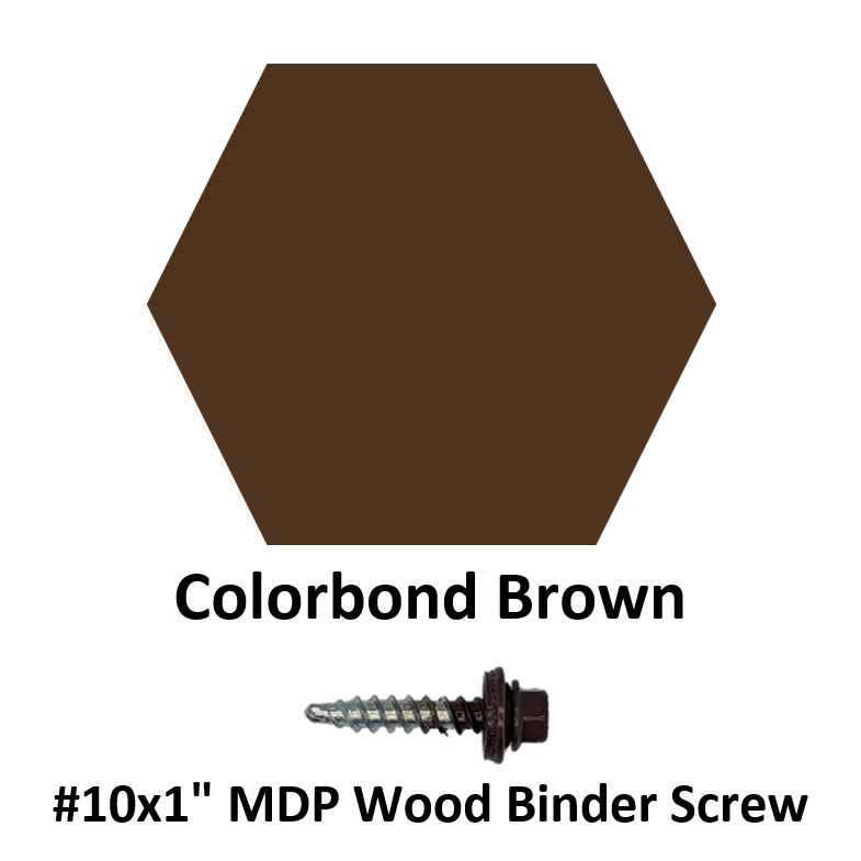 #10x1" MDP Wood Binder Screw  Colorbond Brown