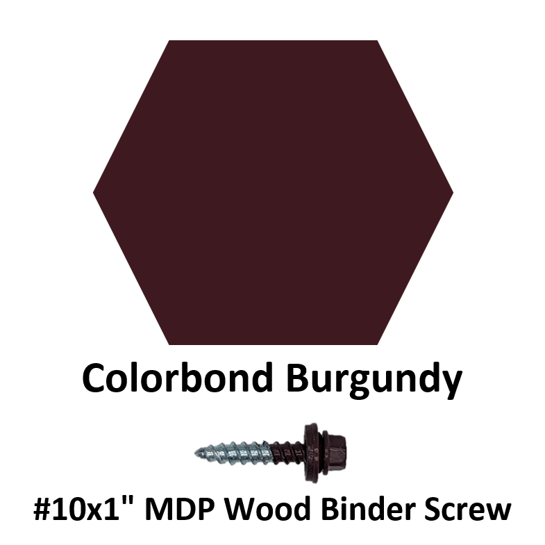 #10x1" MDP Wood Binder Screw  Colorbond Burgundy