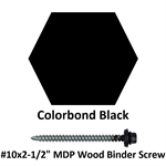 #10x2-1/2^ MDP Wood Binder Screw  Colorbond Black