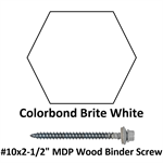 #10x2-1/2^ MDP Wood Binder Screw  Colorbond Brite White