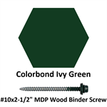 #10x2-1/2^ MDP Wood Binder Screw  Colorbond Ivy Green