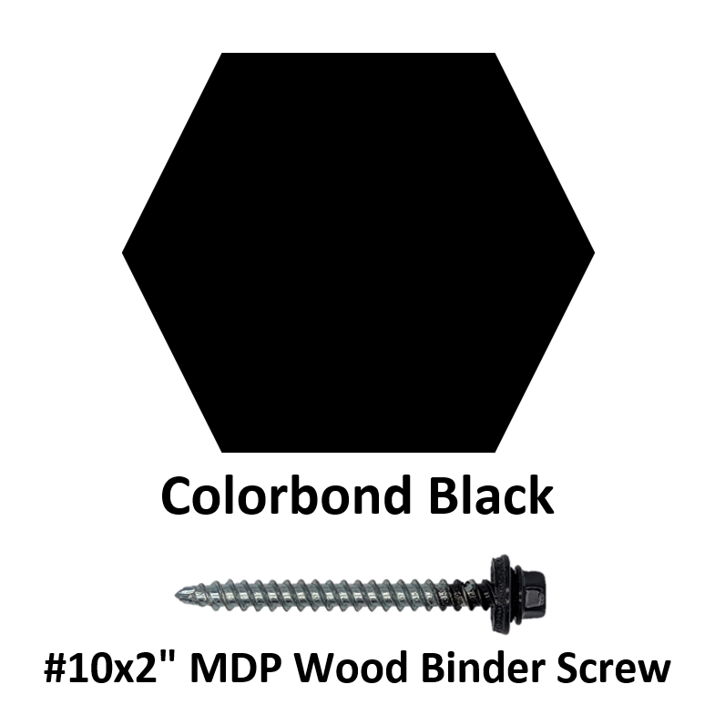 #10x2" MDP Wood Binder Screw  Colorbond Black