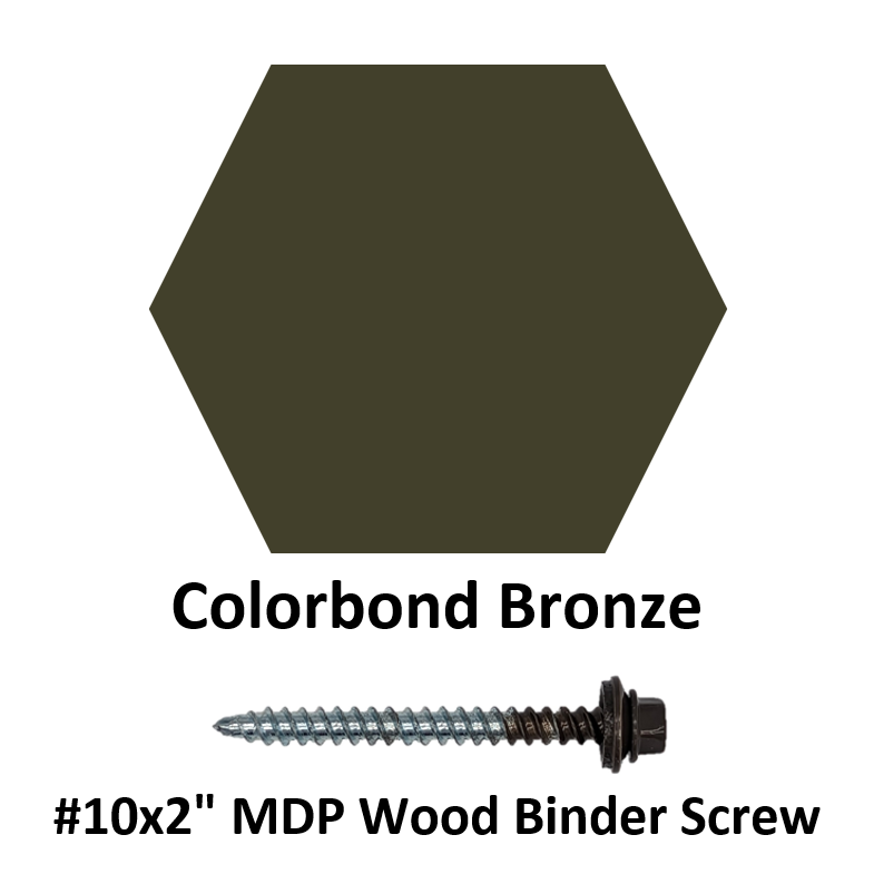 #10x2" MDP Wood Binder Screw  Colorbond Bronze