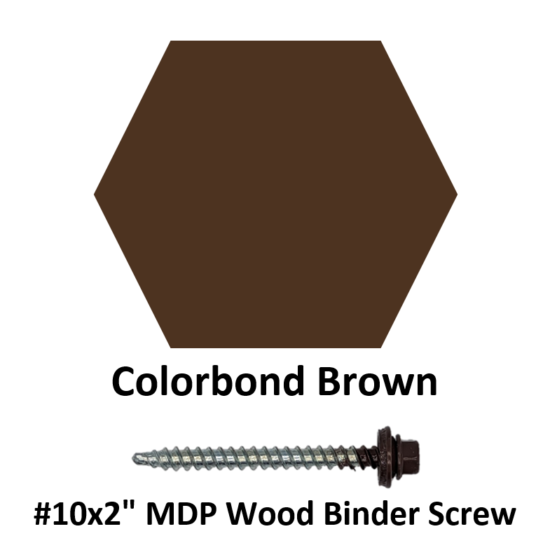 #10x2" MDP Wood Binder Screw  Colorbond Brown