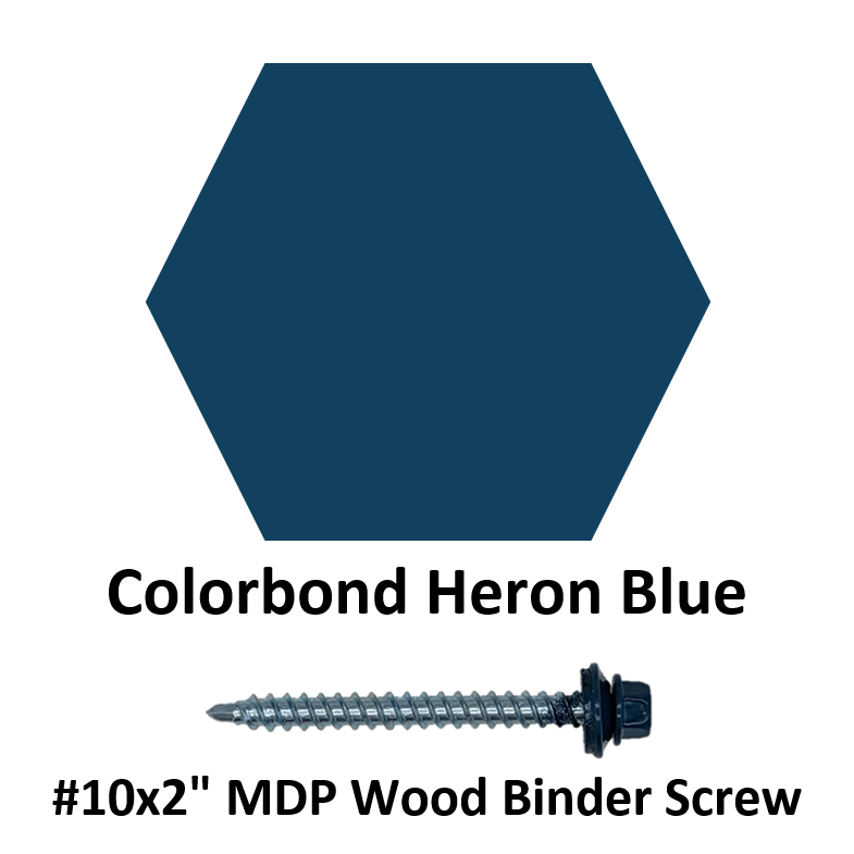 #10x2" MDP Wood Binder Screw  Colorbond Heron Blue