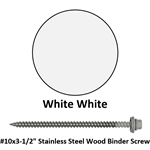 #10x3-1/2^ Stainless Steel Wood Binder Screw  White White