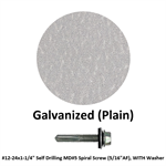 #12-24x1-1/4^ Self Drilling MD#5 Spiral Screw (5/16^AF), WITH Washer  Galvanized