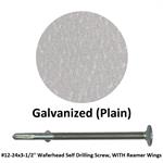 #12-24x3-1/2^ Waferhead Self Drilling Screw, WITH Reamer Wings