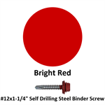 #12x1-1/4'' Self Drilling Steel Binder Screw  Bright Red