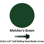 #12x1-1/4'' Self Drilling Steel Binder Screw  Melcher Green