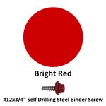 #12x3/4^ Self Drilling Steel Binder Screw  Bright Red