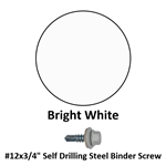 #12x3/4^ Self Drilling Steel Binder Screw  Bright White