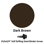 #12x3/4^ Self Drilling Steel Binder Screw  Dark Brown