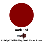 #12x3/4^ Self Drilling Steel Binder Screw  Dark Red