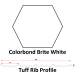 28Ga. 36^ Tuff Rib, DR!PSTOP Applied On Back Side  COLORBOND Brite White