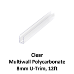 Multiwall Polycarbonate 8mm U-Trim, 12ft  Clear