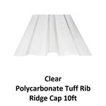 Polycarbonate Tuff Rib Ridge Cap, 10ft  Clear