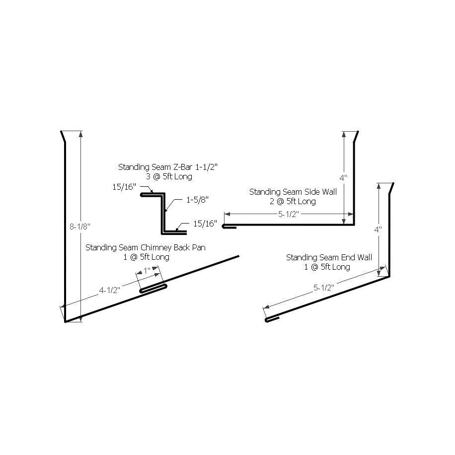 Standing Seam Chimney Kit with Z-Bar 1-1/2"  Bone White