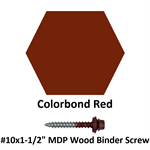 #10x1-1/2^ MDP Wood Binder Screw  Colorbond Red