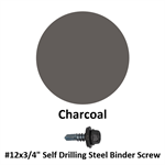 #12x3/4^ Self Drilling Steel Binder Screw  Charcoal