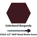 #10x2-1/2^ MDP Wood Binder Screw  Colorbond Burgundy