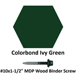 #10x1-1/2^ MDP Wood Binder Screw  Colorbond Ivy Green